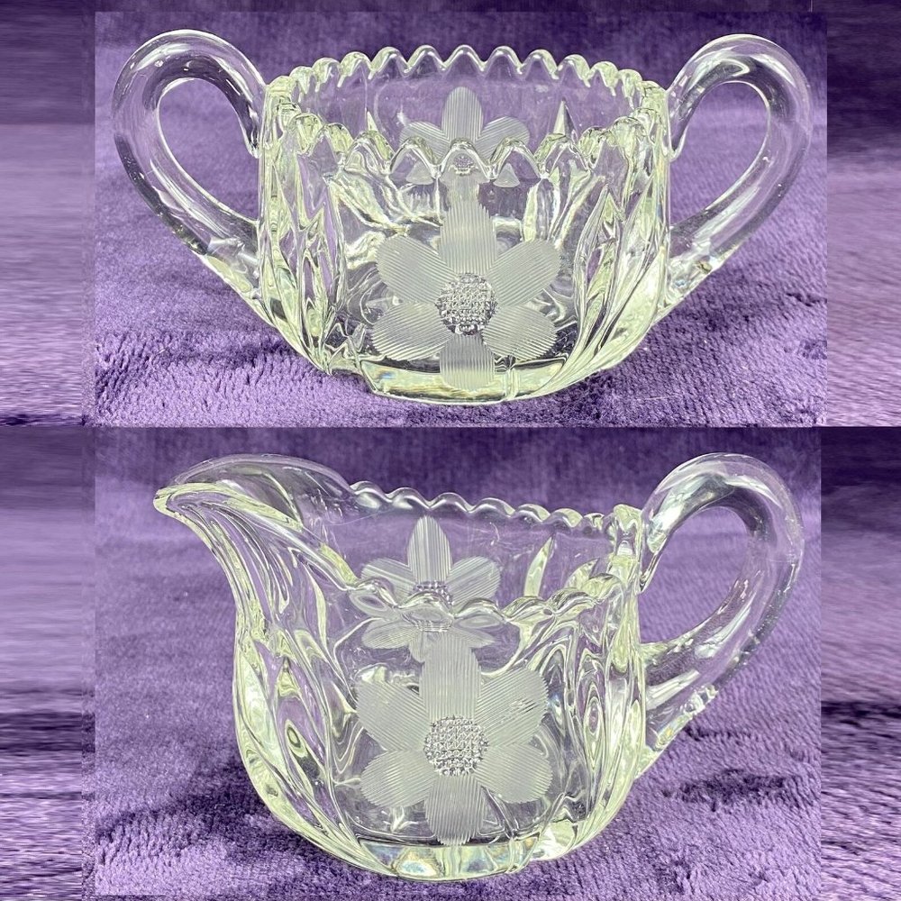 American Brilliant Cut Glass Cream & Sugar